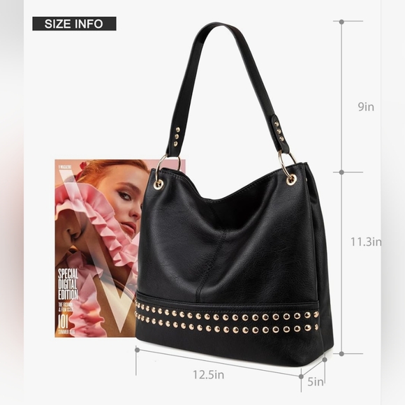 Montana West Black Shoulder Bag with Gold Accents.NWT. - Picture 5 of 10